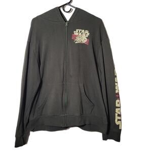 Star Wars Men's Full Zip Hoodie Size‎ XL Olive Green (No Drawstring)